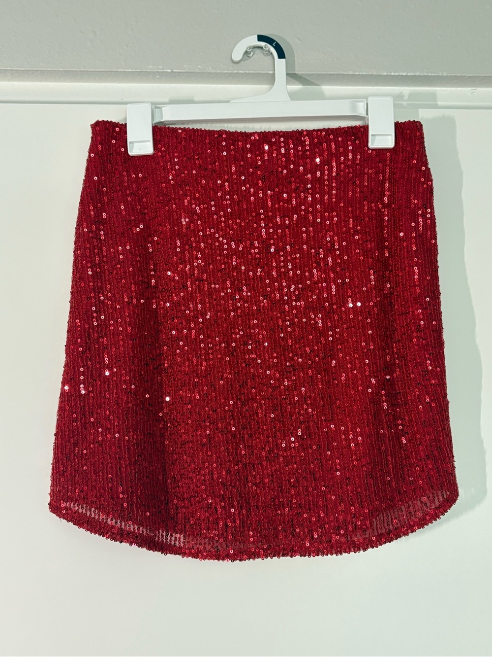 Romantic Red Sequin Mini Skirt